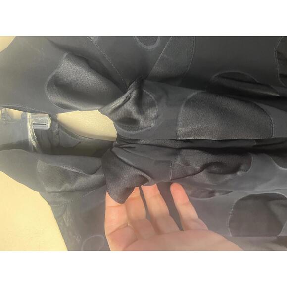 Love Moschino Black Polka Dot Blouse Gray Ribbed Cuffs and Waistband Size 8 - Picture 4 of 9